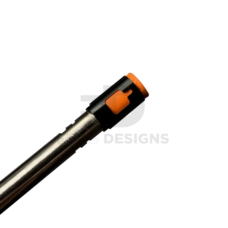 4uantum Magnus Pro AR hop-up chamber fitted to an inner barrel with the orange hop bucking visible through the chamber window
