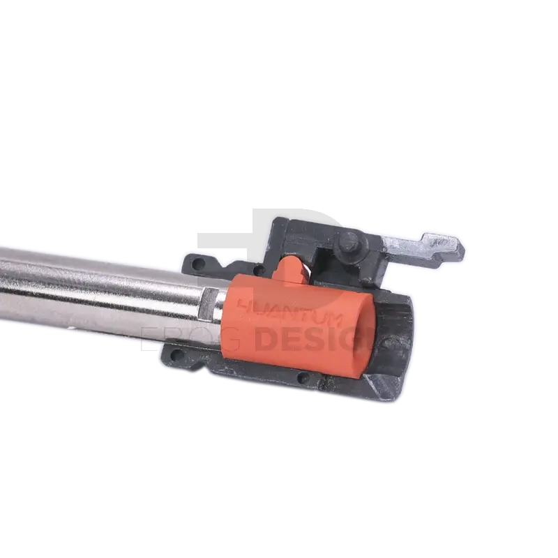 4uantum Friction Pro orange GBB bucking fitted to an inner barrel with a black GBB hop-up chamber