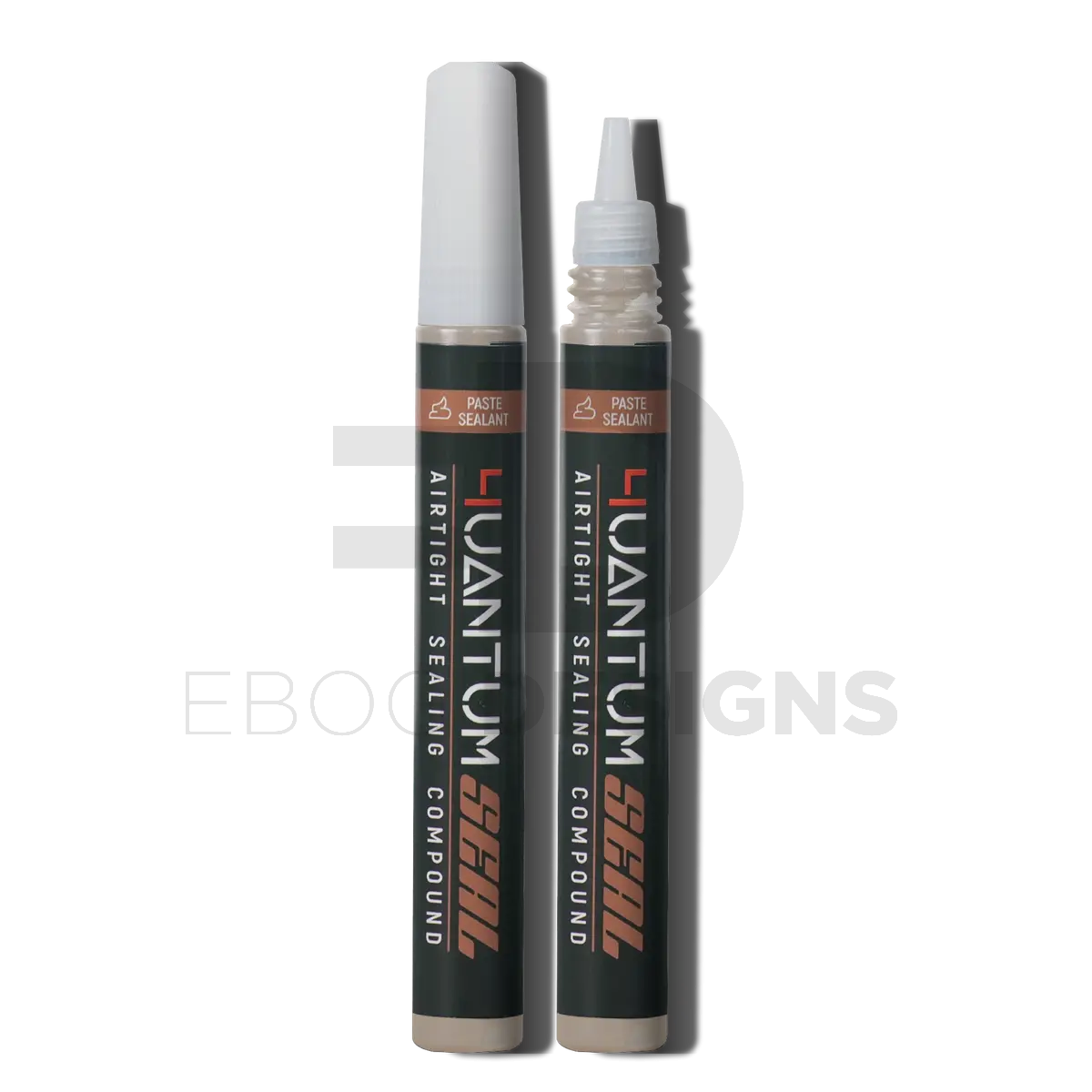 4uantum High Viscosity Airtight Sealant, two airtight sealing compound applicator pens with beige paste visible and precision nozzles