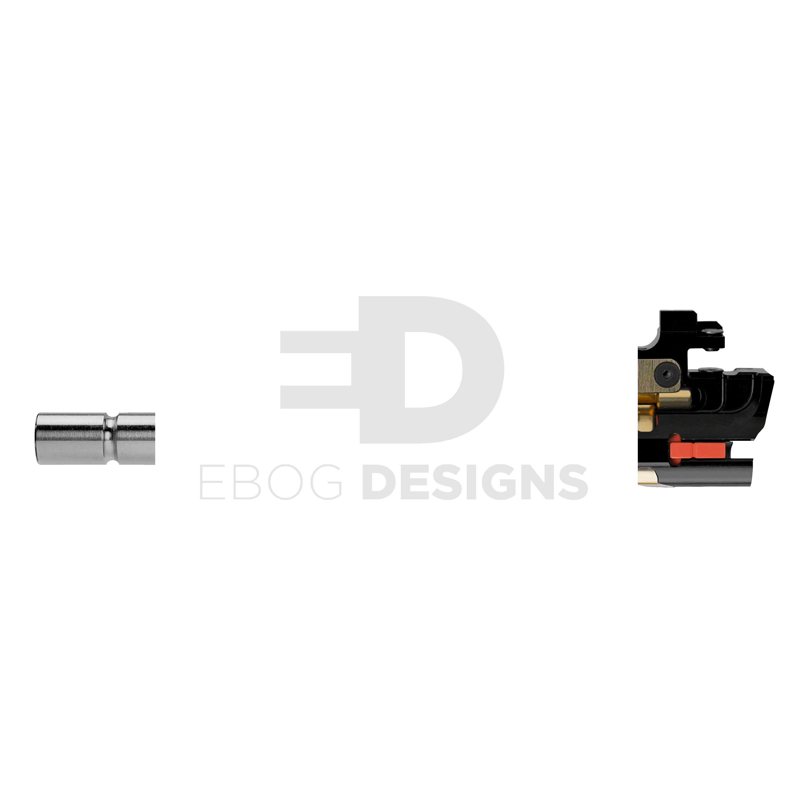 4uantum Magnus Pro 2011 hop-up chamber cutaway showing the internal TDC mechanism with brass adjuster and red hop nub