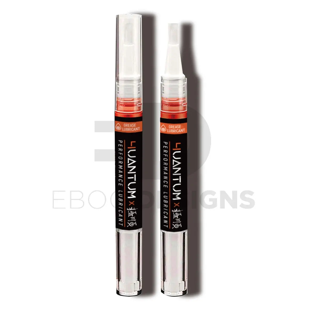 4uantum Performance Lubricant Pen, two grease lubricant applicator pens with orange grease visible and brush tips