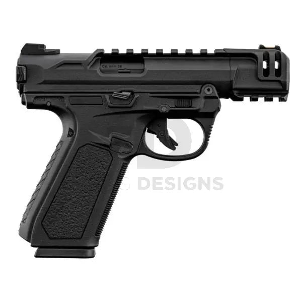 Action Army AAP-01C Shinobi compact gas blowback airsoft pistol in black, shown from another angle