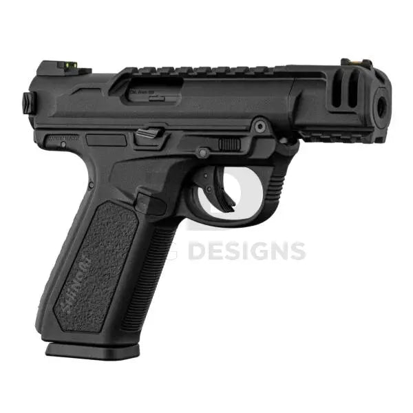 Action Army AAP-01C Shinobi compact gas blowback airsoft pistol in black, shown from another angle