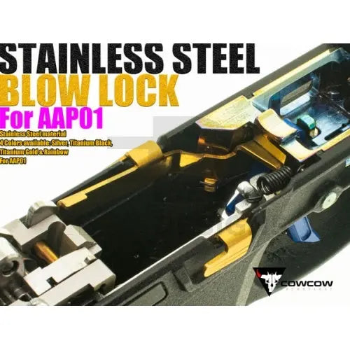 CowCow AAP01 Stainless Steel Blow Lock - Gold Ebog Designs - Airsoft 