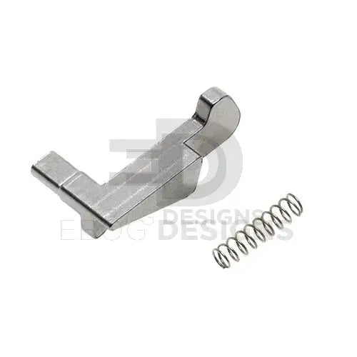 CowCow stainless steel fire pin lock with spring, for Tokyo Marui and Umarex G-series, AAP-01 and WE GBB pistols, shown from another angle