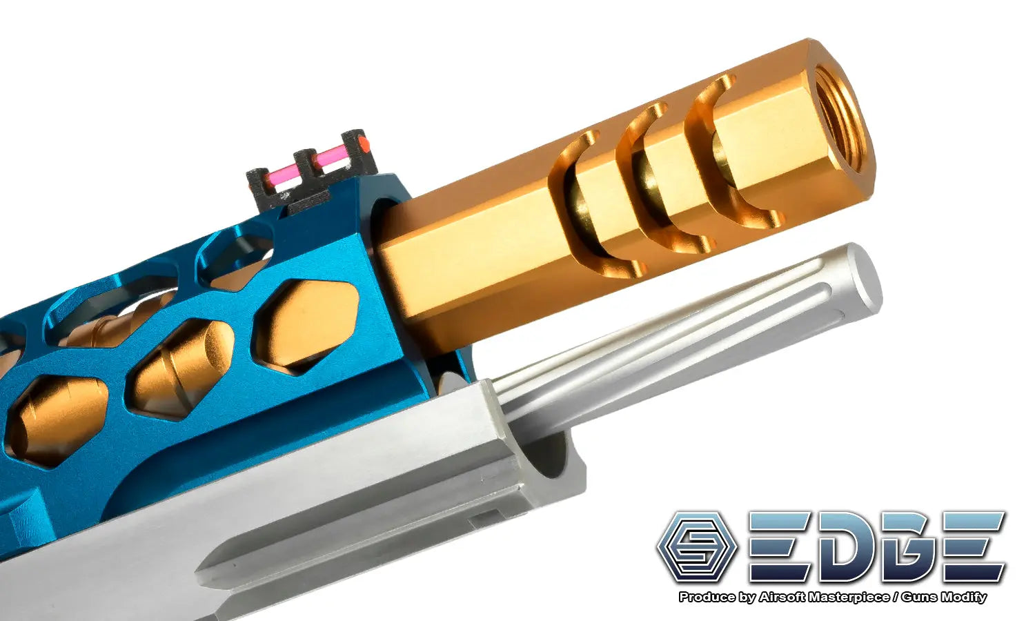 EDGE Custom “HEXA" Aluminum Outer Barrel for Hi-CAPA 5.1 - Blue EDGE - Airsoft 