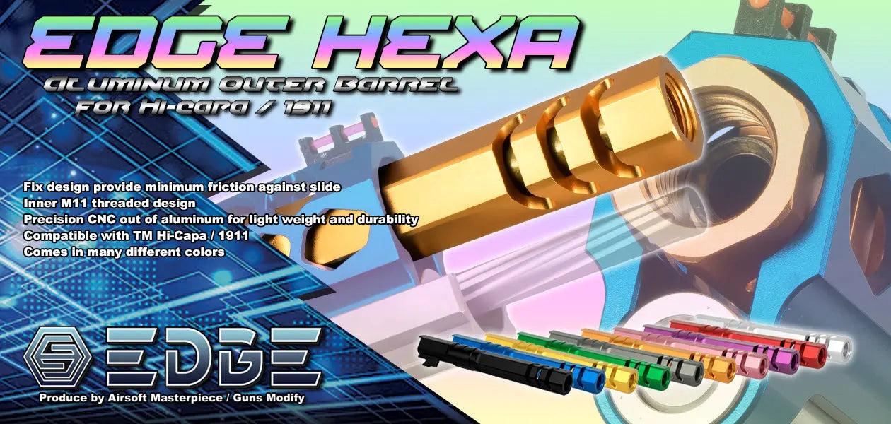 EDGE Custom “HEXA" Aluminum Outer Barrel for Hi-CAPA 5.1 - Purple EDGE - Airsoft 