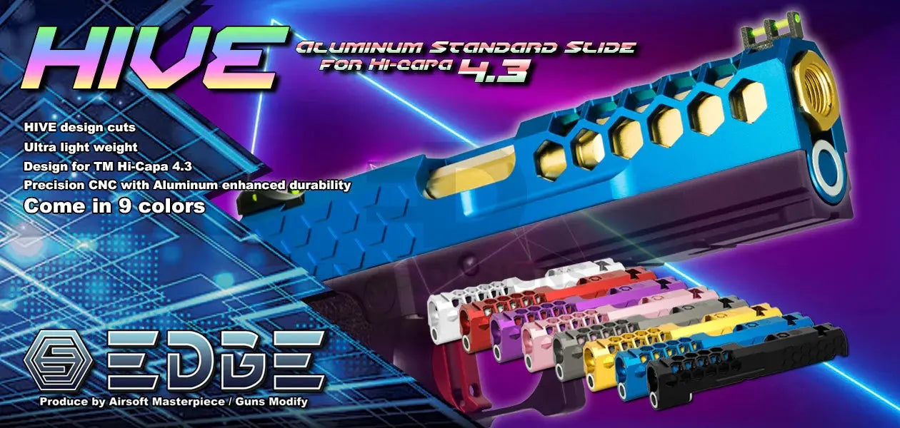 EDGE “HIVE” Aluminum Standard Slide for Hi-CAPA 4.3 - Purple EDGE - Airsoft 