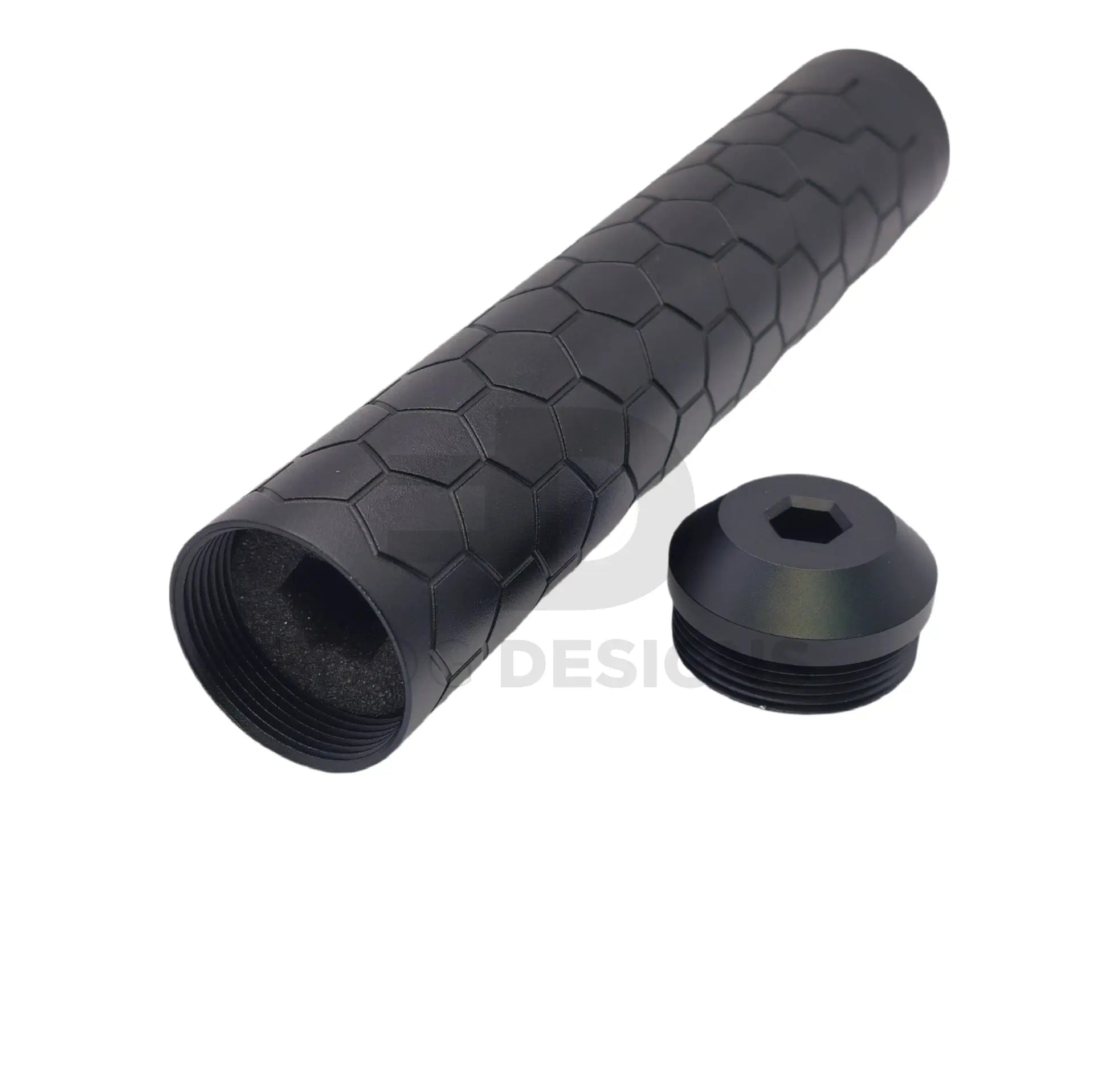 Ebog Designs Brighter C tracer insert installed inside the long Hexx suppressor with the end cap