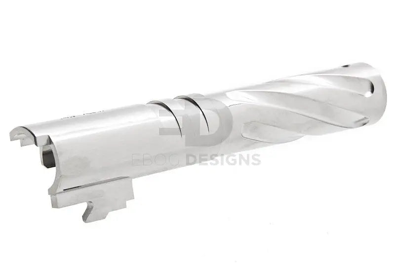 GK Tactical Tornado stainless steel outer barrel for TM Hi-Capa 4.3 GBB, silver, shown from another angle