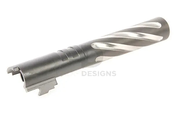 GK Tactical Tornado stainless steel outer barrel for TM Hi-Capa 5.1 GBB, black, shown from another angle