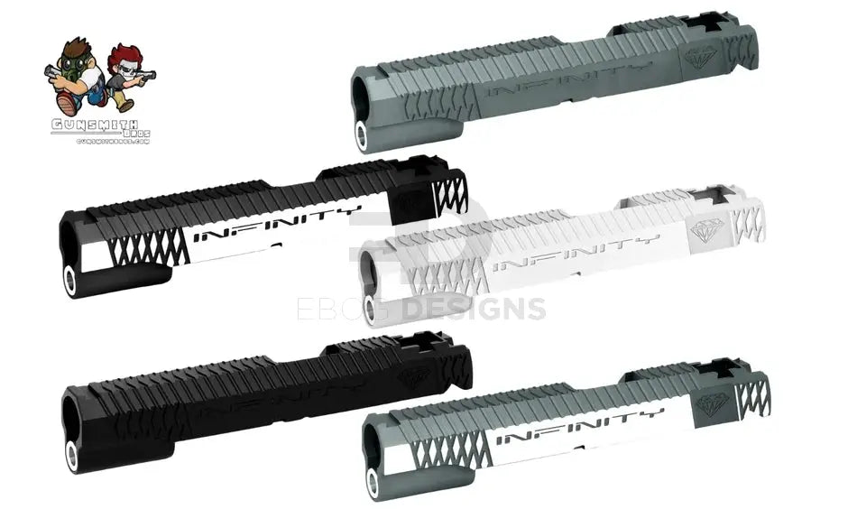 Gunsmith Bros Diamond Infinity standard slide for Hi-Capa shown in the available colour range
