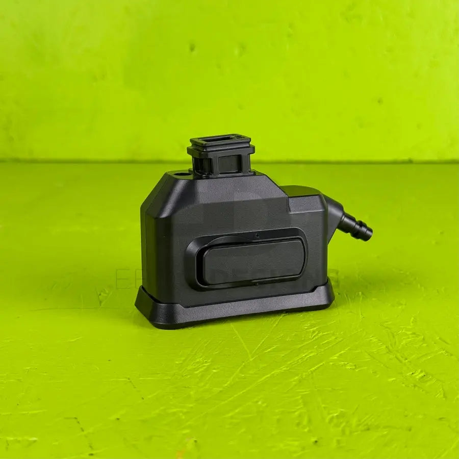 Ebog Designs Hi-Capa / SSP / SSP5 to M4 HPA adapter, injection moulded, black M4-magazine-shaped housing with a Hi-Capa feed neck and hose barb