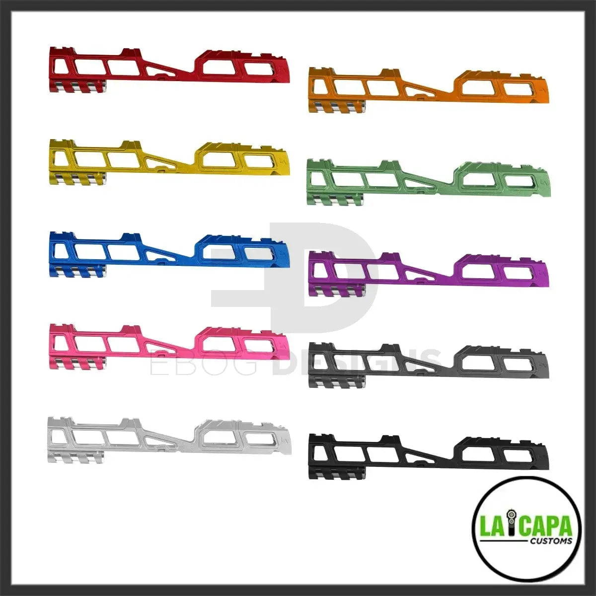LA Capa Customs 5.1 Hyper aluminium slide for Hi-Capa shown in the full colour range