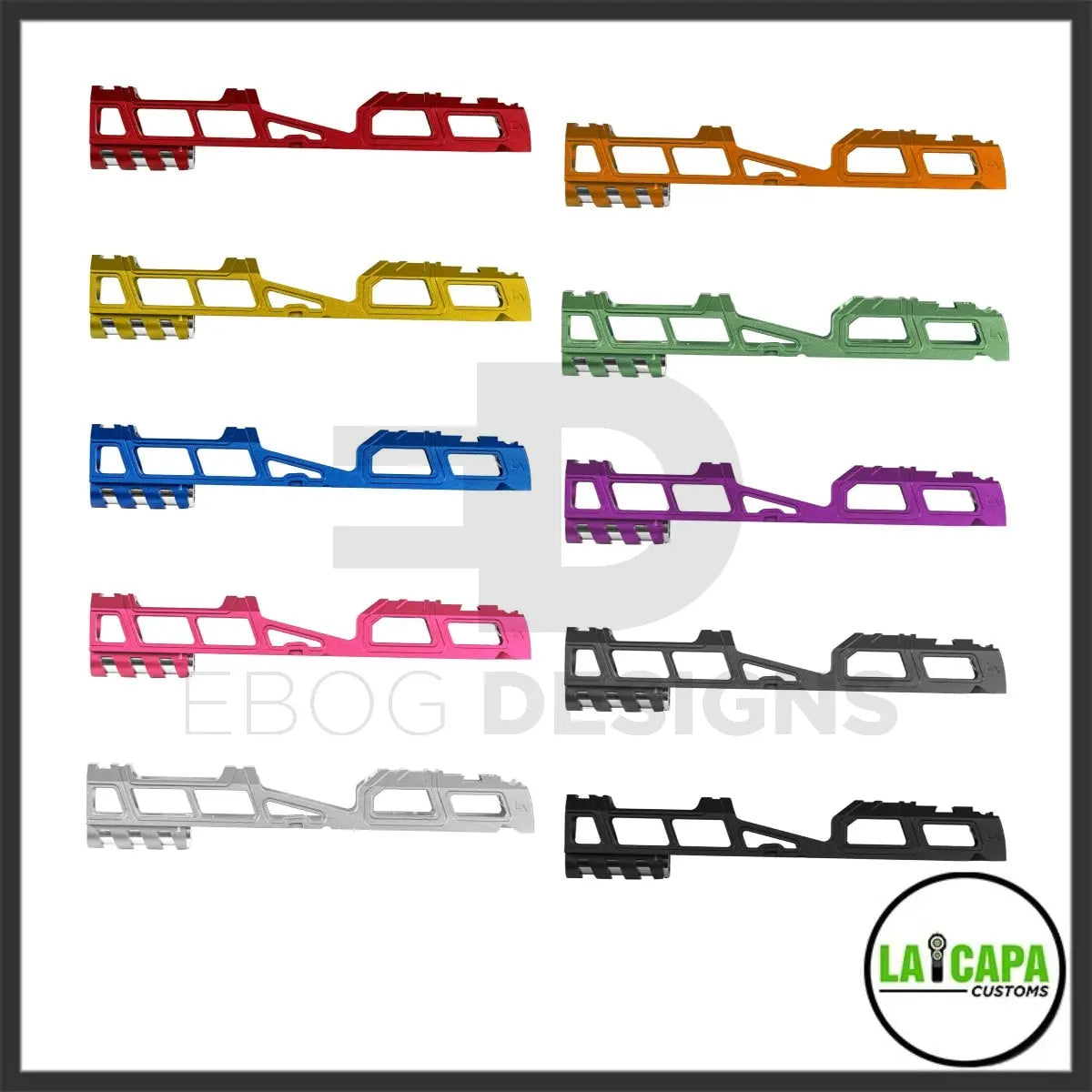 LA Capa Customs 5.1 “Hyper” Aluminum Slide - Red Ebog Designs - Airsoft 