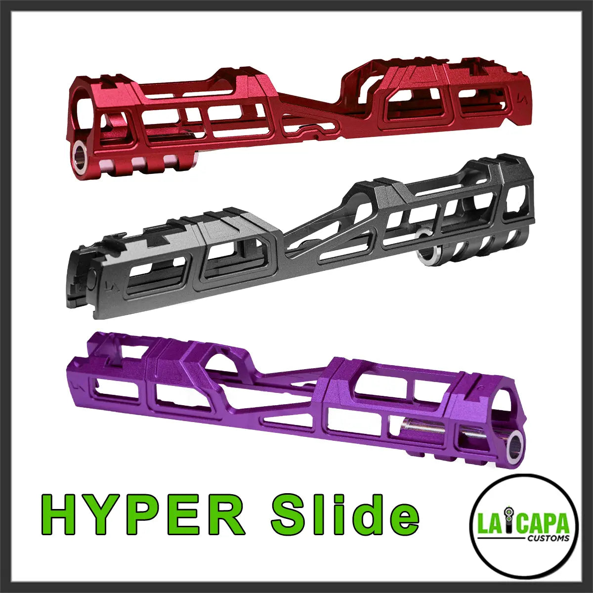 LA Capa Customs 5.1 “Hyper” Aluminum Slide - Silver Ebog Designs - Airsoft 