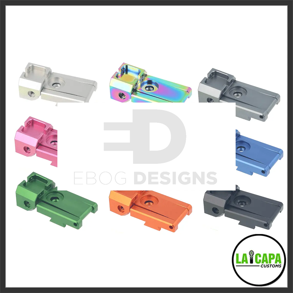 LA Capa Customs adjustable fibre-optic rear sight for Hi-Capa shown in the full colour range