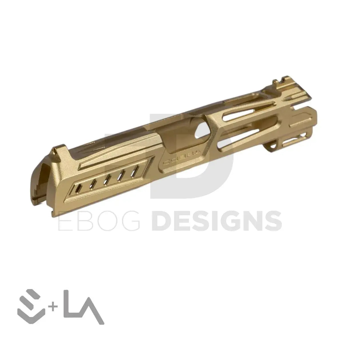 LA Capa Customs x SpeedQB 4.3 “COBRA” Aluminum Slide - Gold Ebog Designs - Airsoft 