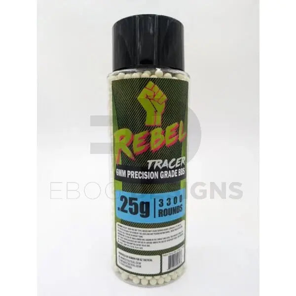 Rebel Precision 6mm Tracer BBs 3300ct Bottle - 0.25g BZ - Airsoft 