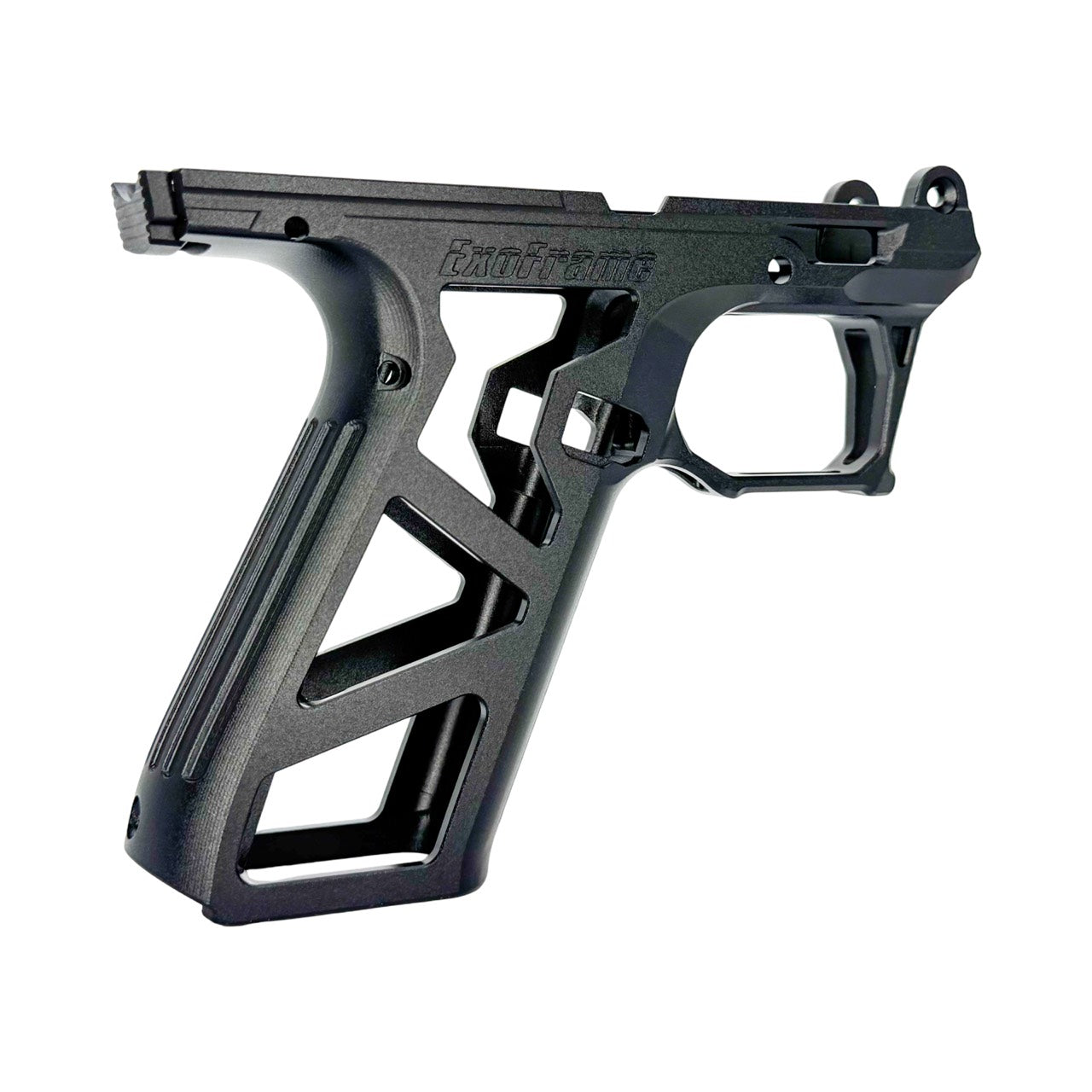 CTM CNC ExoFrame black aluminium lower frame for the AAP-01, angled view
