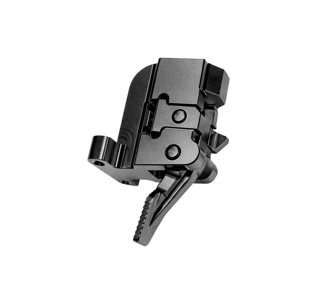 CTM M4XIMUS HPA kit MP5 magazine adapter, a black CNC aluminium magazine housing with release lever
