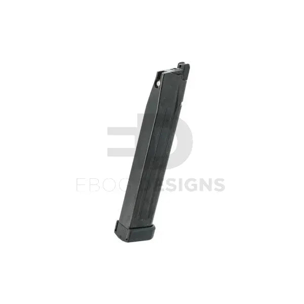 Tokyo Marui Hi-Capa 50-round extended GBB magazine, standing upright