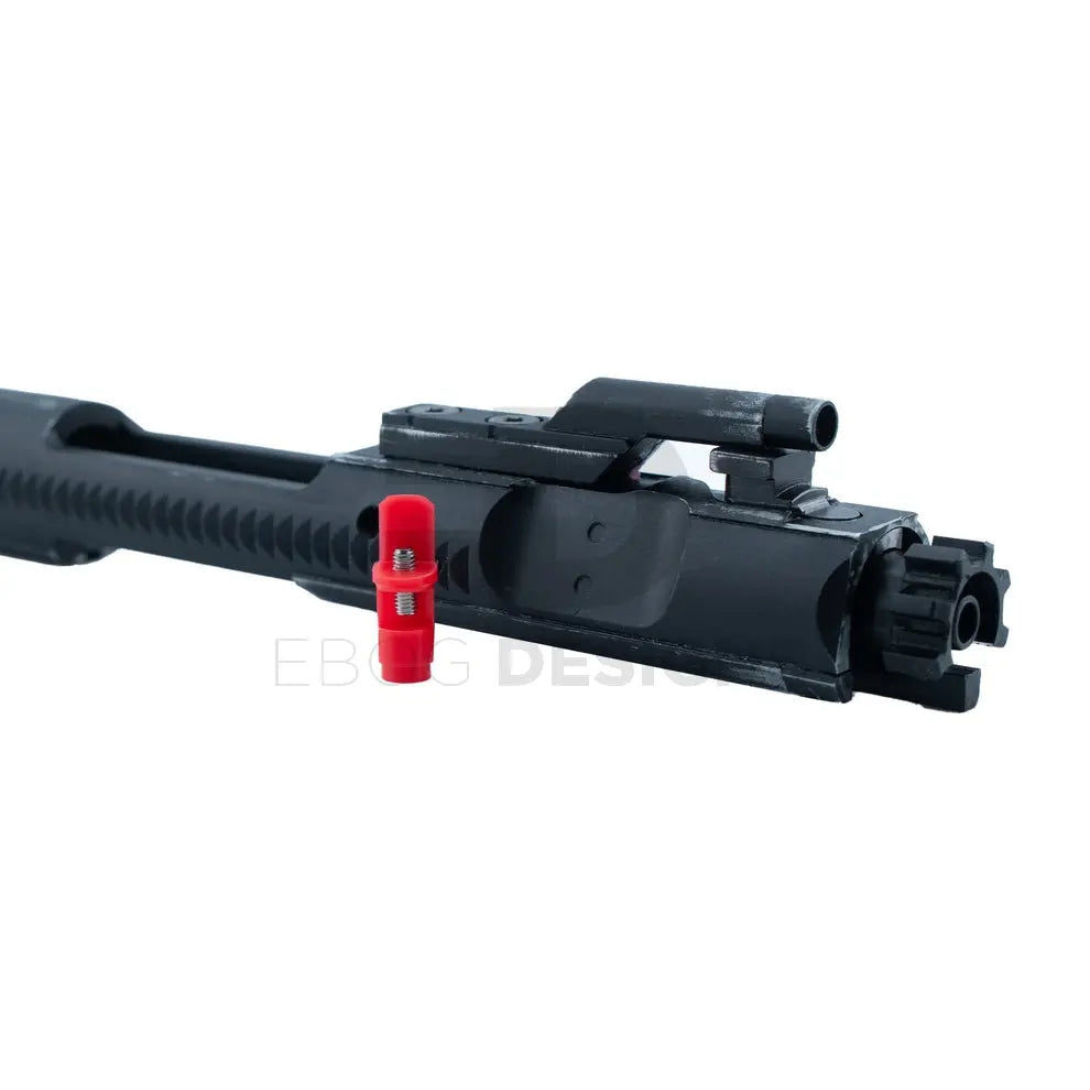 Waldo Dynamics Crimson NPAS, the red nozzle shown fitted with a black bolt carrier group for VFC-style gas blowback rifles