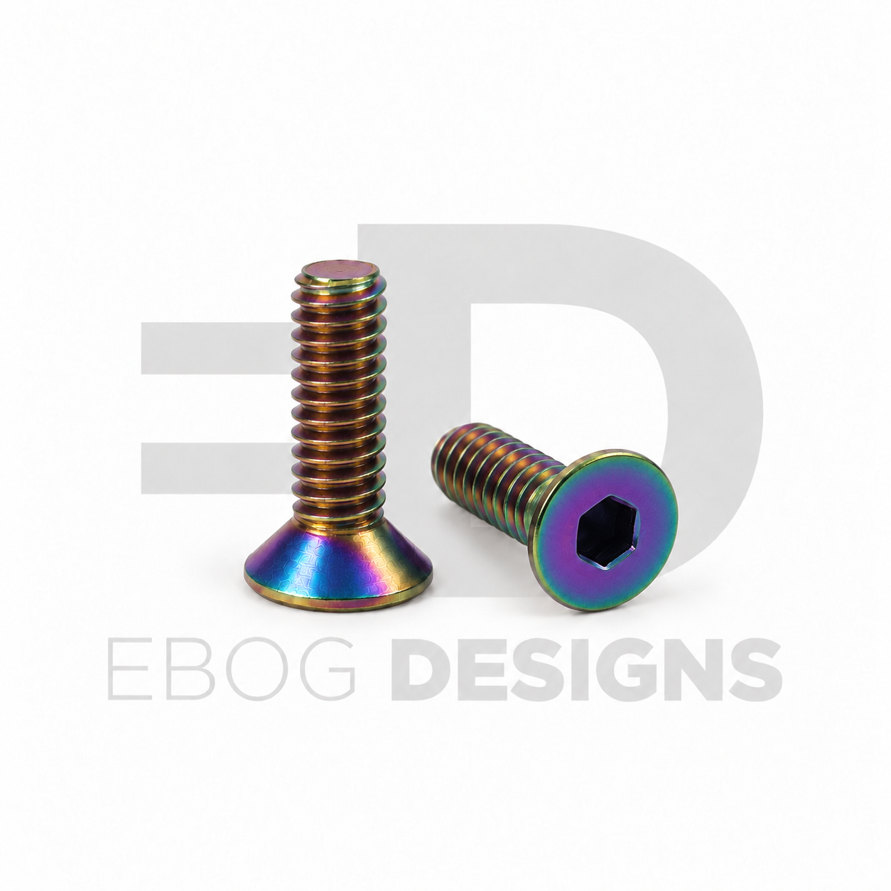 Ebog Designs AAP-01 trigger housing side screws, rainbow, two countersunk hex-socket screws