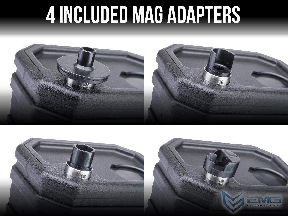 The four magazine adapters included with the EMG Autobot BB loader