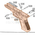 WE G17 semi-auto parts diagram with the lower frame Gen4 (stippled), olive, part 1, outlined