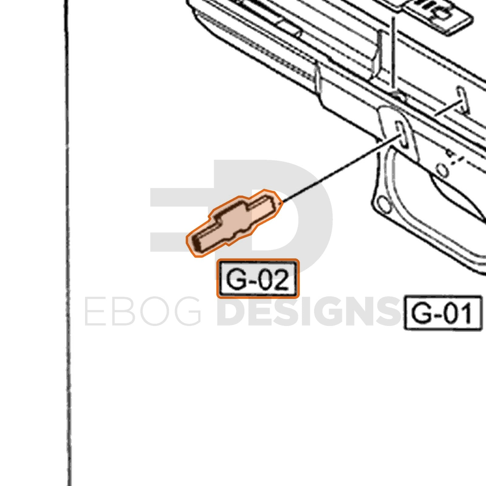 WE G17 semi-auto parts diagram with the slide release lever, part 2, outlined