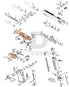 Full WE Hi-Capa parts diagram showing where the 5.1 upper frame set (railed) A (parts 36, 46 and 55) fits