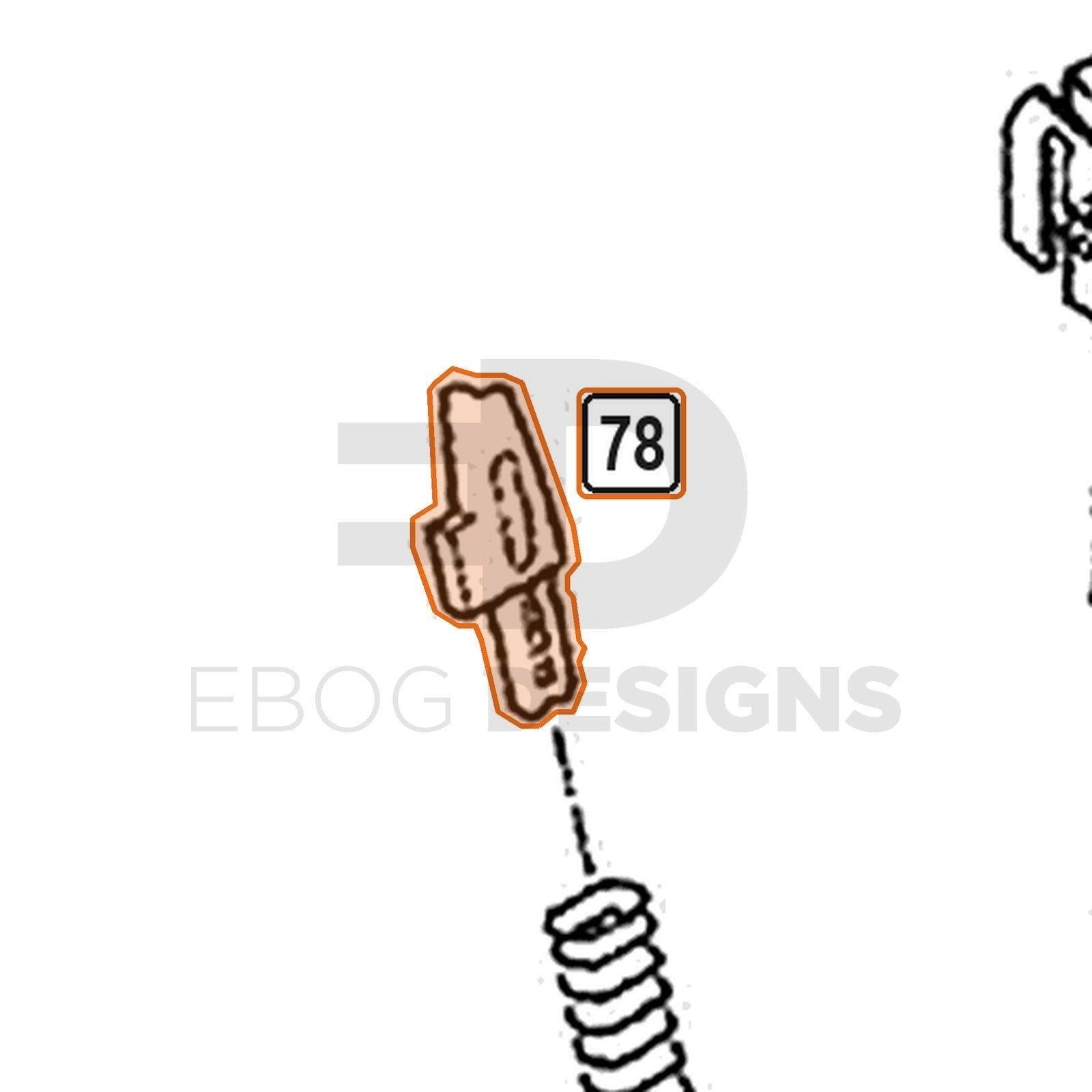 WE Hi-Capa parts diagram with the magazine follower, part 78, outlined