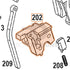 WE Hi-Capa full-auto lower parts diagram with the inner frame chassis, part 202, outlined