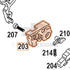 WE Hi-Capa full-auto lower parts diagram with the auto frame chassis, part 203, outlined