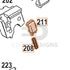 WE Hi-Capa full-auto lower parts diagram with the valve knocker sear and spring, parts 208 and 211, outlined