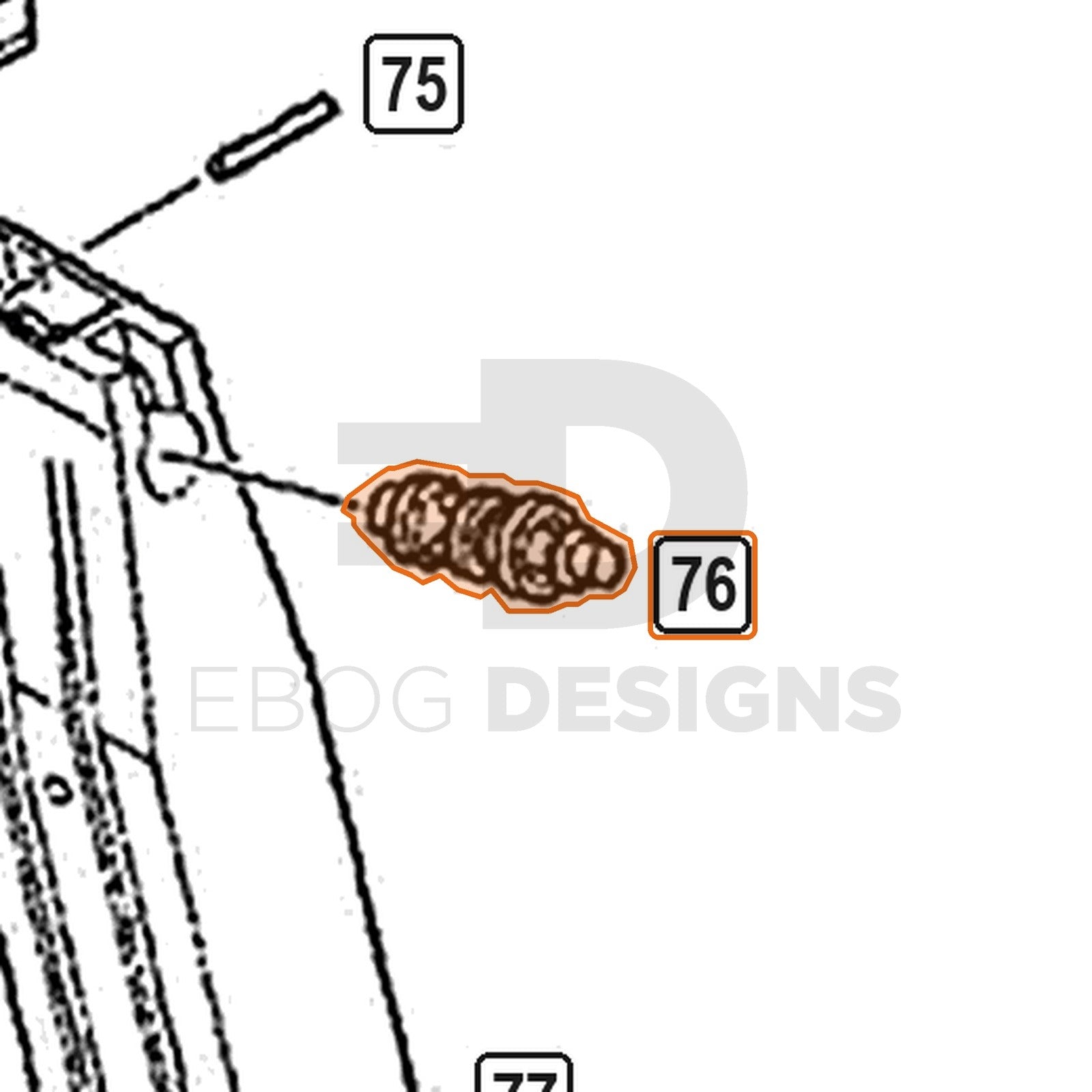 WE Hi-Capa parts diagram with the magazine exhaust valve (Type A), part 76, outlined