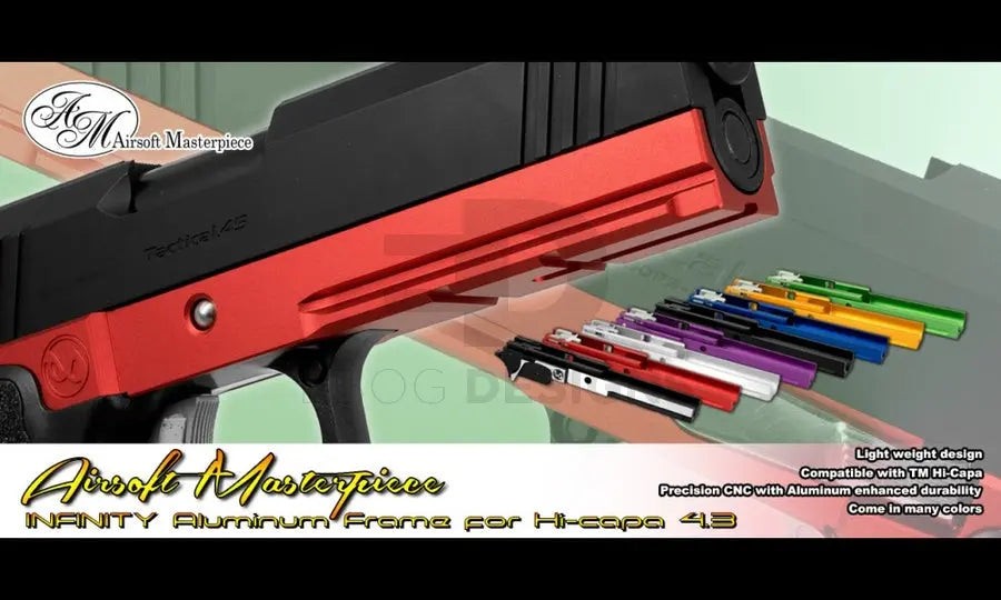 Airsoft Masterpiece Infinity 4.3″ Aluminum Advance Frame with Tactical Rail for Hi-CAPA 4.3 (Gold) Airsoft Masterpiece - Airsoft 