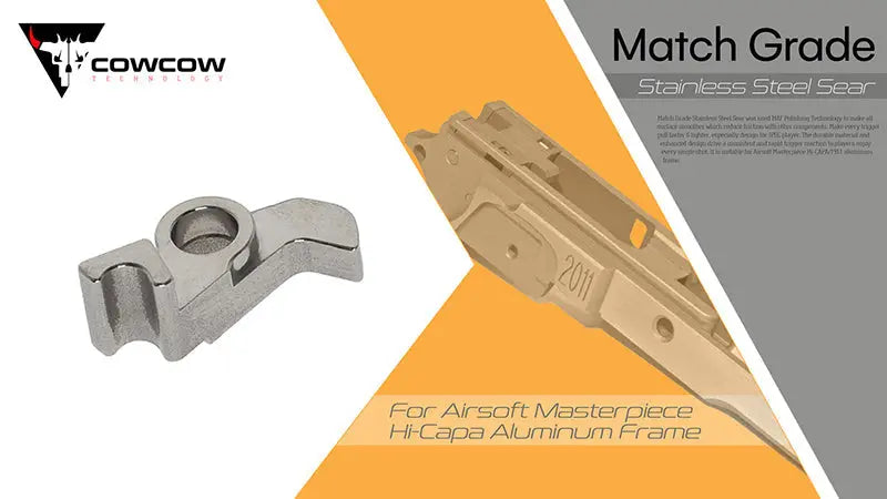 CowCow Match Grade Stainless Steel Sear For Airsoft Masterpiece Aluminum Hi-Capa Series Frame Ebog Designs - Airsoft 