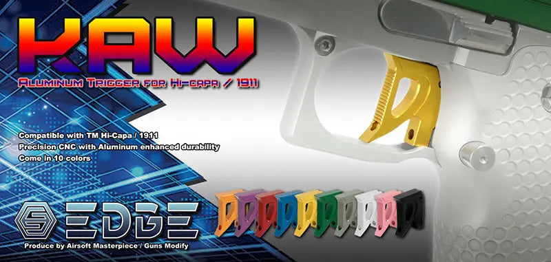 EDGE Custom "KAW" Aluminum Trigger for Hi-CAPA/1911 (Green) EDGE - Airsoft 