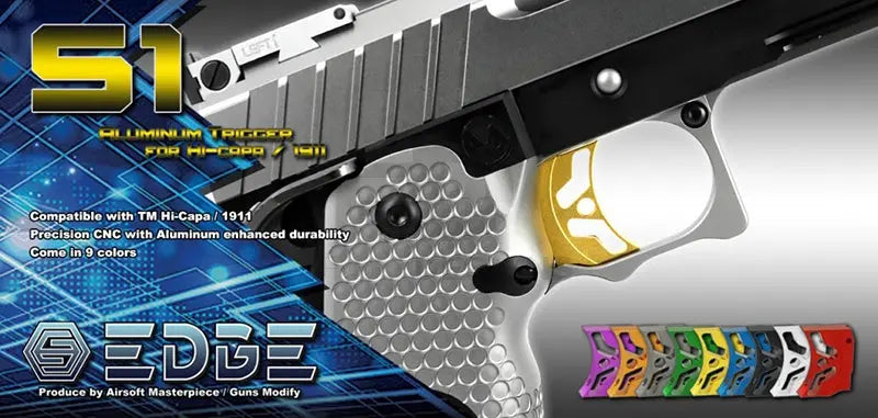EDGE Custom "S1" Aluminum Trigger for Hi-CAPA/1911 (Purple) EDGE - Airsoft 