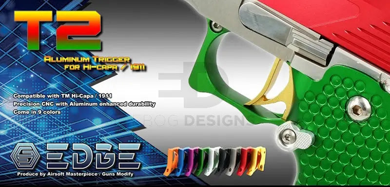 EDGE Custom "T2" Aluminum Trigger for Hi-CAPA/1911 (Black) EDGE - Airsoft 