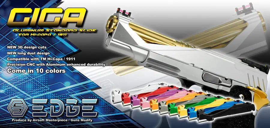 EDGE “GIGA” Aluminum Standard Slide for Hi-CAPA/1911 (Gold) EDGE - Airsoft 