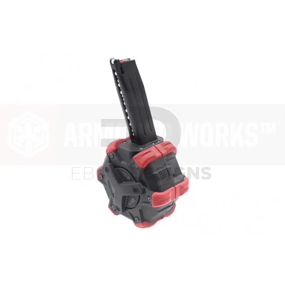 Ex-display- Armorer Works AW Custom Adaptive drum magazine 350 round - Hi Capa red AW - Airsoft 