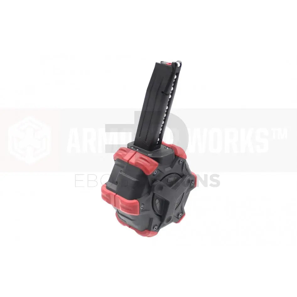 Ex-display- Armorer Works AW Custom Adaptive drum magazine 350 round - Hi Capa red AW - Airsoft 